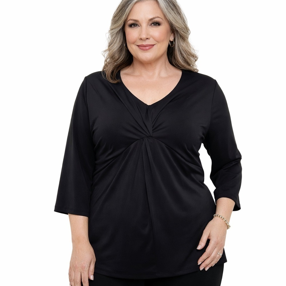 NWT Talbots black twist front v neck jersey knit stretchy shirt top size 3XP